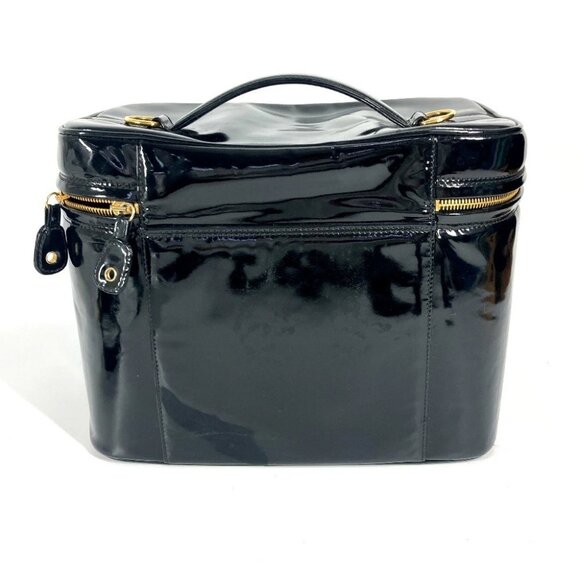 CHANEL vintage CC Vanity Bag 2WAY Shoulder Bag Hand Bag Patent Leather Black - Picture 10 of 14